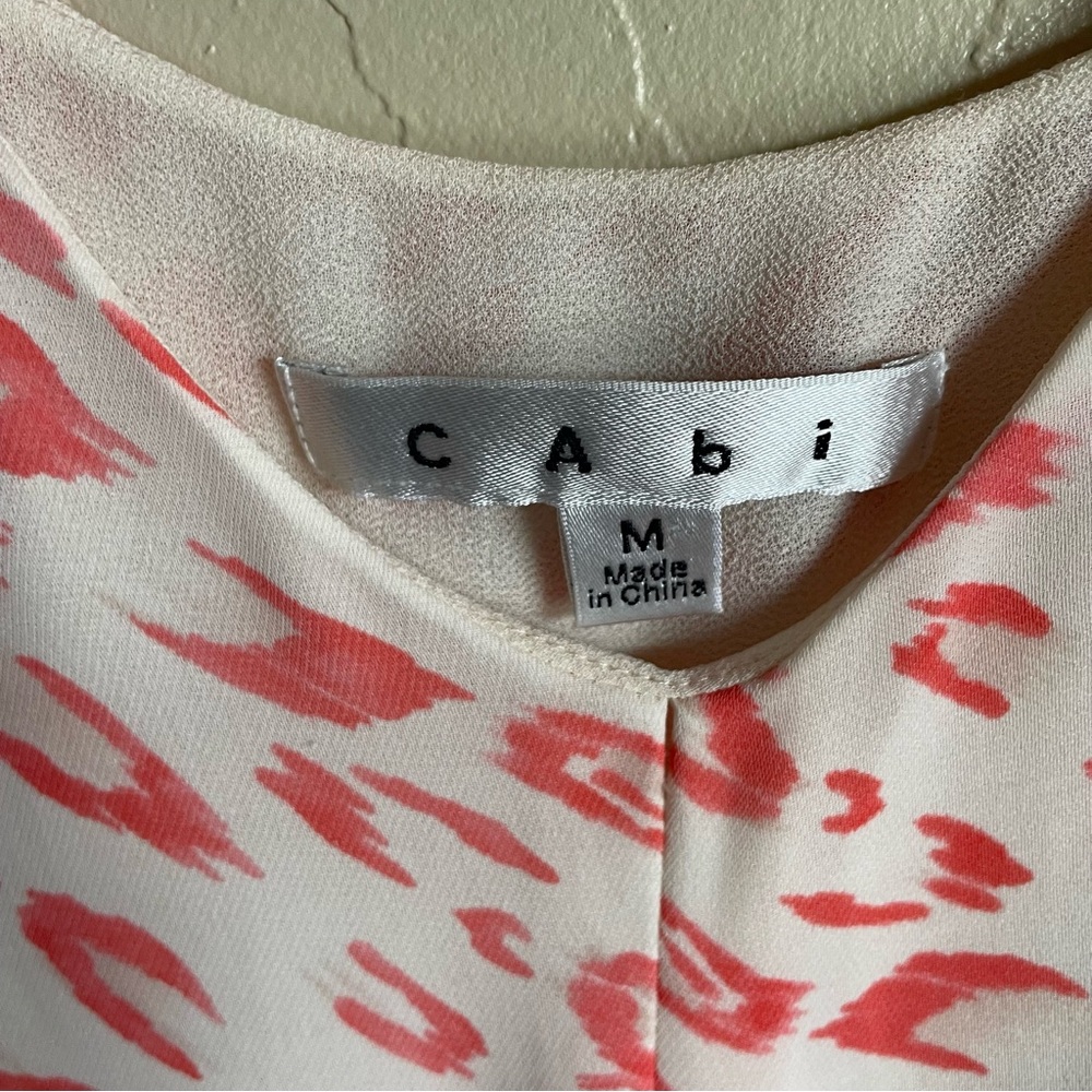 CABI #267 Pink Coral Animal Print Sleeveless Tank Top Women’s Medium Lined - Picture 7 of 13